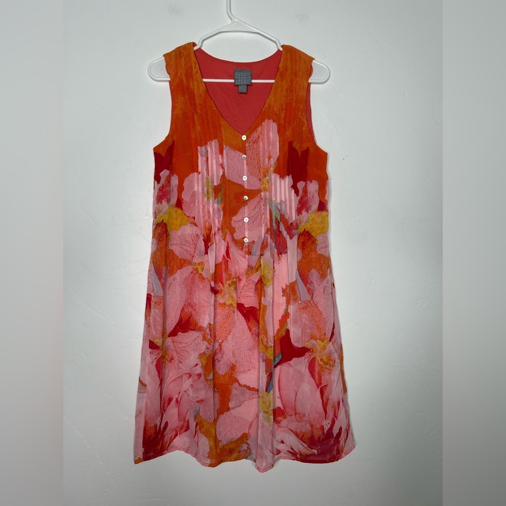 Rabbit Rabbit Rabbit Floral Mini Dress Size 10 Spring Easter Pink Orange Yellow
